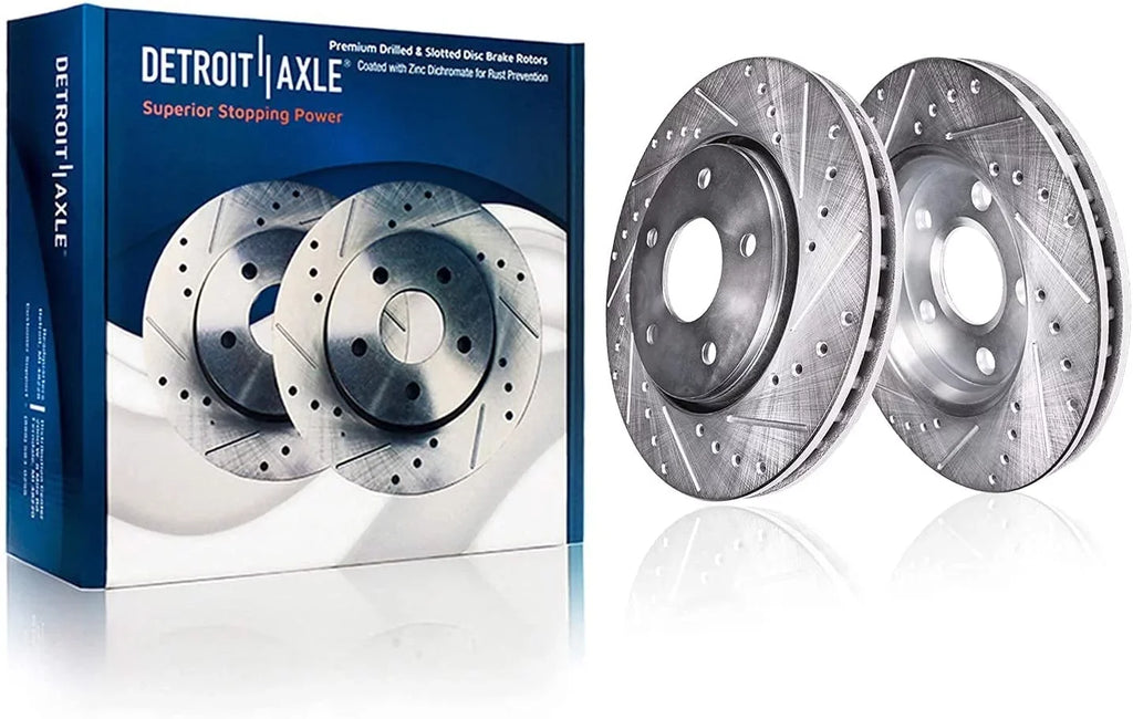 Detroit Axle - Brake Kit for 2014 2015 2016 2017 Nissan Rogue Drilled & Slotted Brake Rotors and Ceramic Brakes Pads 2015 2016 Replacement: 11.65" Front & Rear Rotors