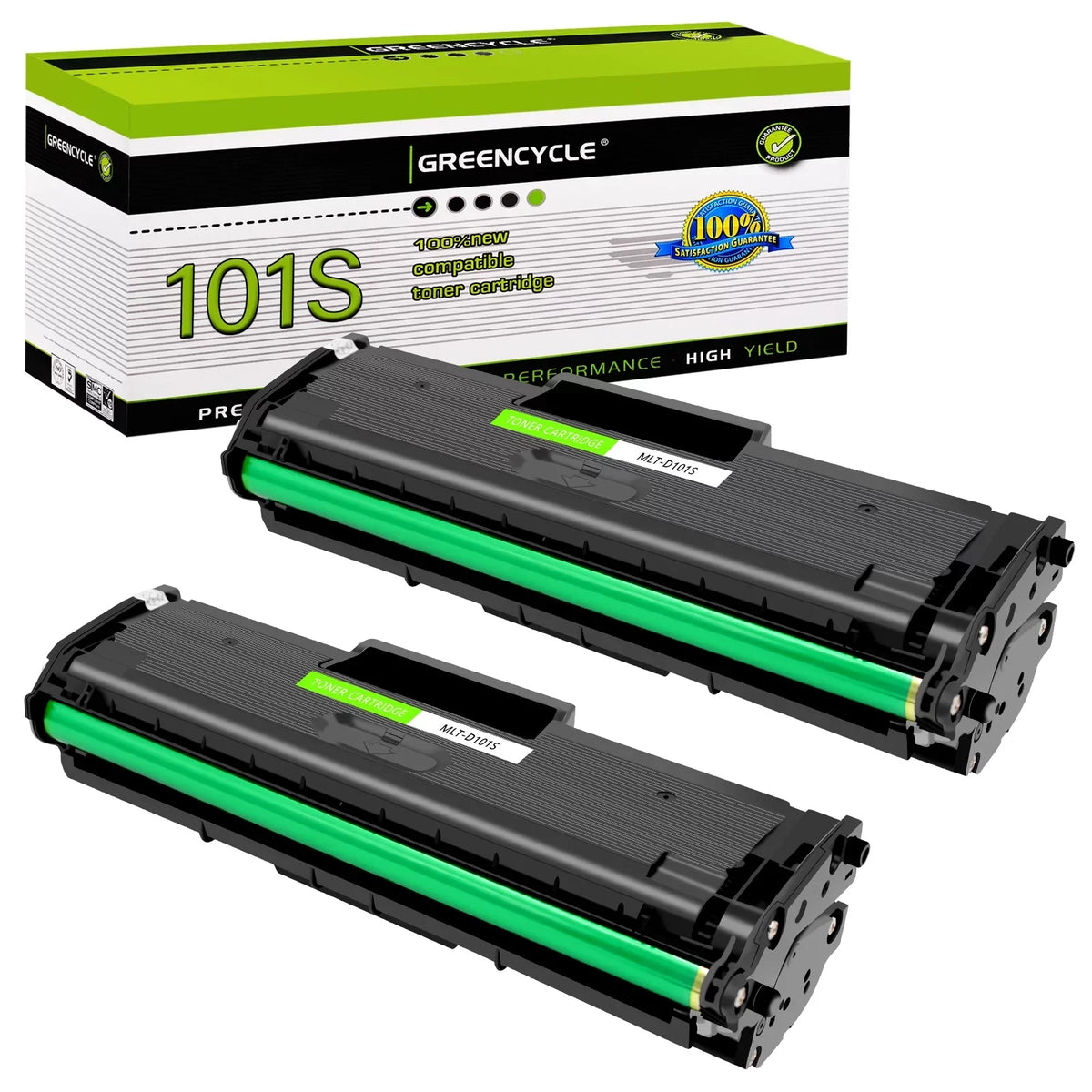 GREENCYCLE 2 Pack suitable for  MLT-D101S 101S Black Toner Cartridge Replacement with ML-2165 ML-2165W SCX-3400 SCX-3405W SCX-3405FW Printer