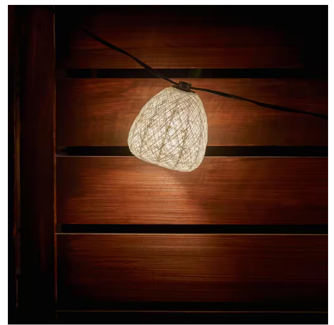 Plug-In Mini Bulb LED Natural Fiber String Light (10-Heads). Hampton Bay Outdoor/Indoor 11 ft