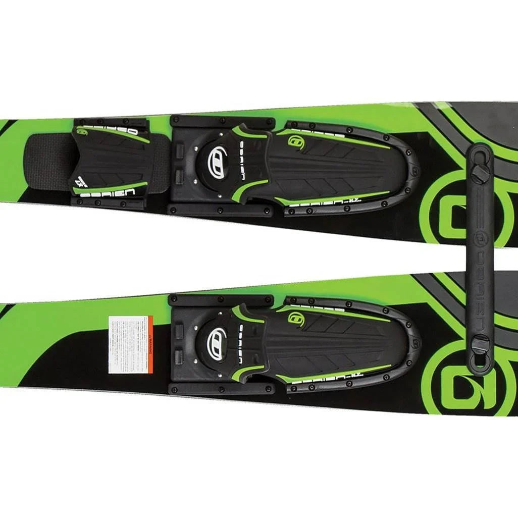 OBrien 54" Adjustable Combo moisture Skis, Kids Size 2-Mens Size 7, Green (2 Pack)