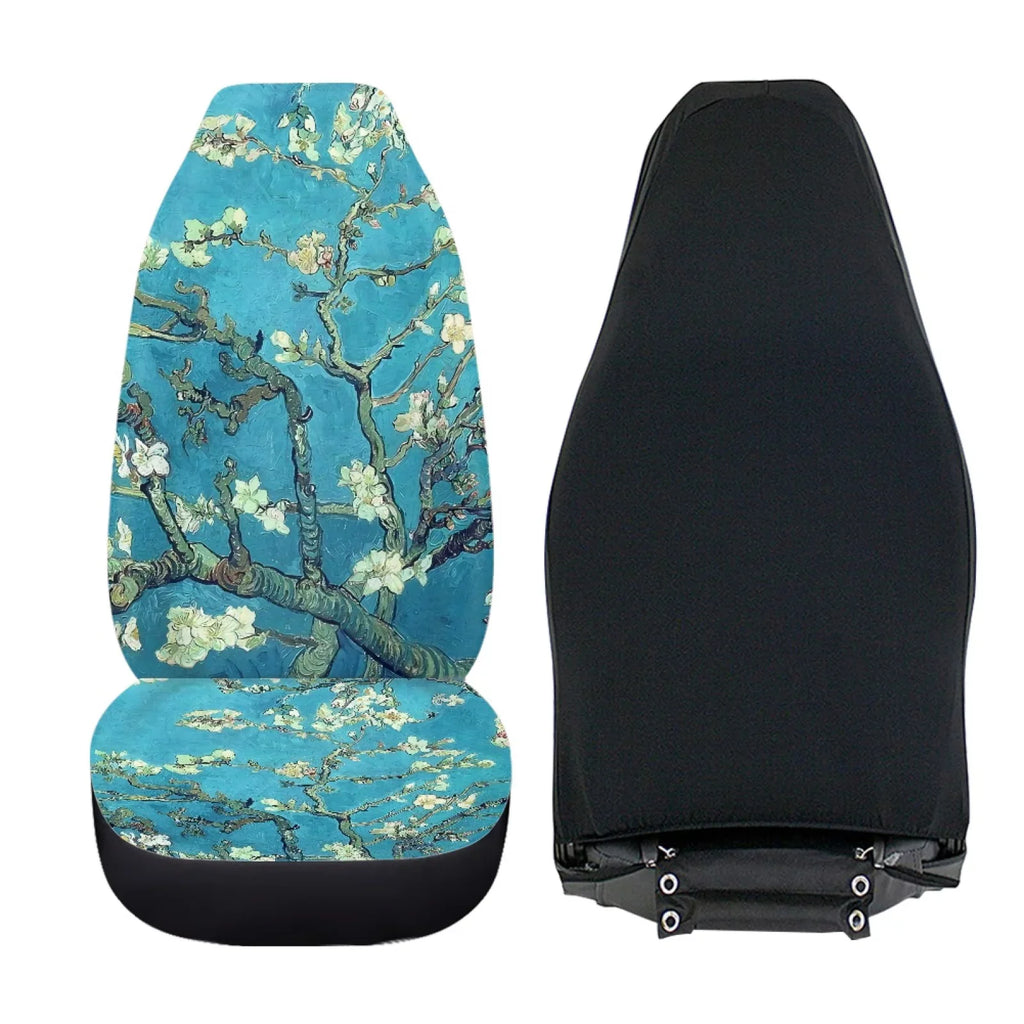 Xoenoiee Car Seat shield Plum Blossoms Print Polyester Vehicle Bucket Seat shield 2 Pack Set Front Seat Covers for Most Cars SUV Sedan Pickup Truck, Easy to Install