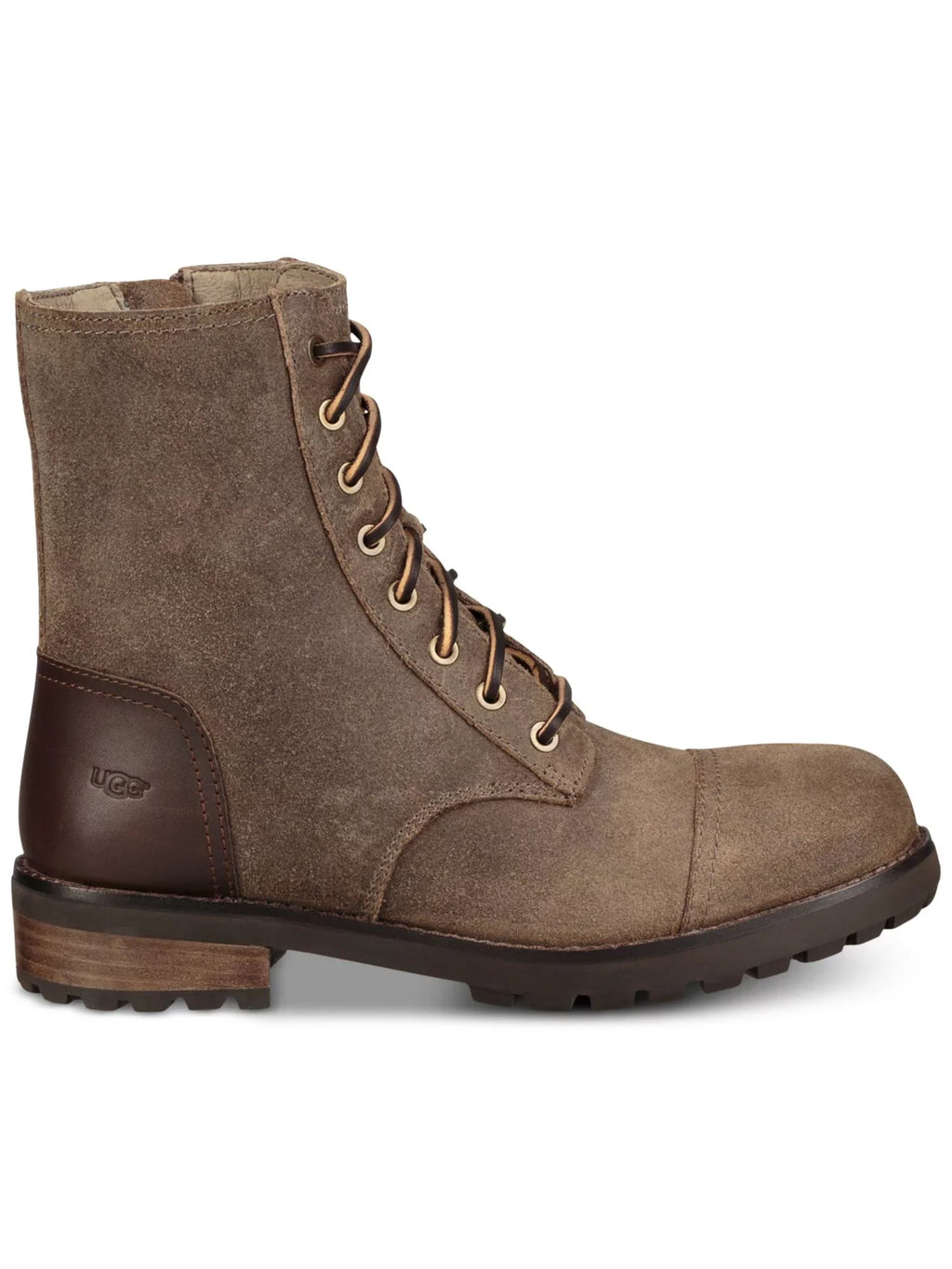 UGG Womens Gray Lace Up Textured Waterproof Embossed Logo Lug Sole Padded Kilmer Ii Round Toe Block Heel Zip-Up Leather Boots 7