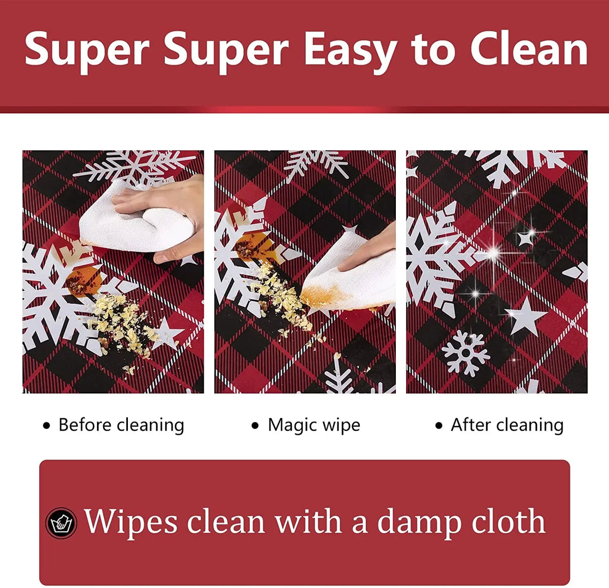 UMINEUX Christmas Tablecloth with Flannel Backing, Waterproof Wipeable Vinyl Rectangle Table wrap for Xmas Parties/Wedding/Holiday/Decoration Use - Heavy Duty Table wrap(60x102 Inch, Snowflake)