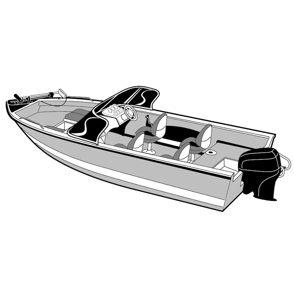 Carver 72318P-10 Styled-to-Fit wrap for Outboard Aluminum V-Hull vessel with Walk-Thru Windshield - 18'6" Length x 100" Width