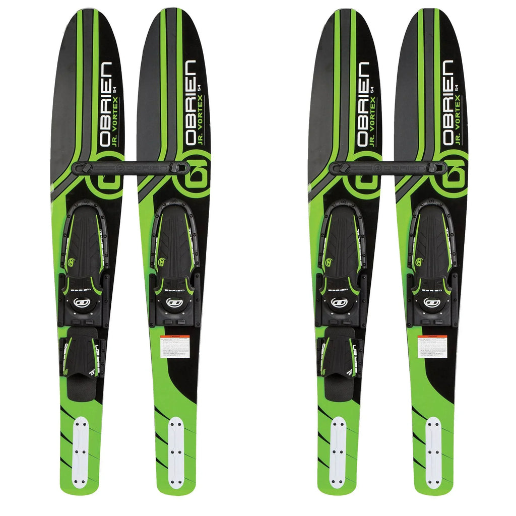 OBrien 54" Adjustable Combo moisture Skis, Kids Size 2-Mens Size 7, Green (2 Pack)