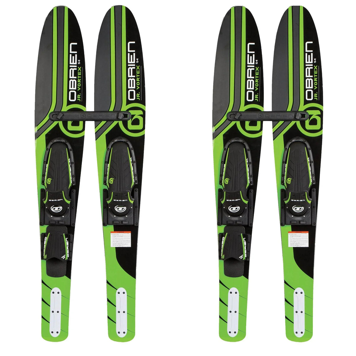 OBrien 54" Adjustable Combo moisture Skis, Kids Size 2-Mens Size 7, Green (2 Pack)