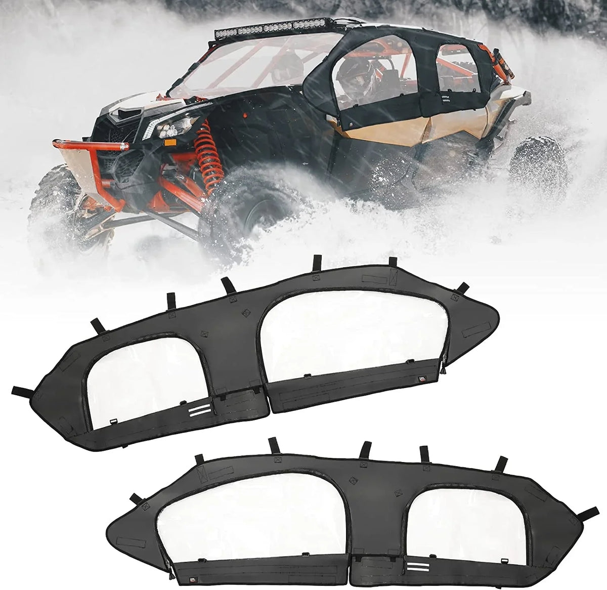 Kemimoto Soft Upper Door Set Kit, UTV Soft Cab Doors top Enclosure appropriate with 2017-2023 Can Am Maverick X3 Max 4 Seater Models
