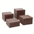 44 PCS Plastic Interlocking Deck Tiles-11.8"x11.8"Waterproof Outdoor Floor All elements Use,Patio Floor Decking Tiles for Porch Poolside Balcony Backyard,Stripe Texture,Brown