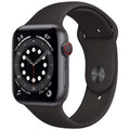 Pre-Owned  Watch Series 6 44mm GPS + Cellular Unlocked - Space Gray Aluminum Case - Black Sport Band (2020) Refurbished - Fair
