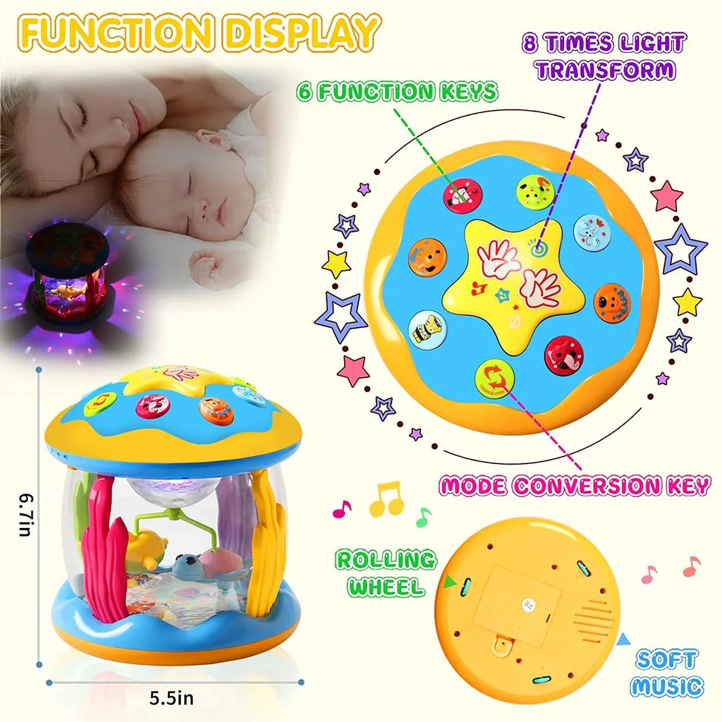 Baby Toys 6-12 Months, Ocean Projector Light Up Toys Musical Baby Toys for 12-24 Months Crawling Learning Tummy Time Infant Toys for 1 2 3 Year Old Toddlers Boys Girls Gifts