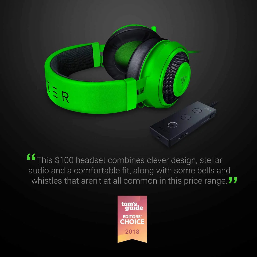 Kraken Tournament Edition: THX Spatial Audio - Full Audio Control - Cooling Gel-Infused Ear Cushions - Gaming Headset Works with PC, PS4, Xbox One, Switch, Mobile Devices - Green