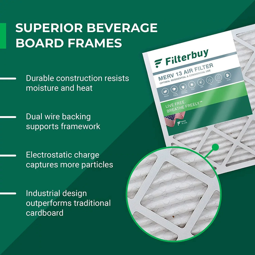 Filterbuy 16x21x1 MERV 13 Pleated HVAC AC Furnace Air Filters (6-Pack)