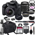 EOS 2000D DSLR Camera with 18-55mm f/3.5-5.6 Zoom Lens + 128GB Card, Tripod, Flash, and More 20pc Bundle