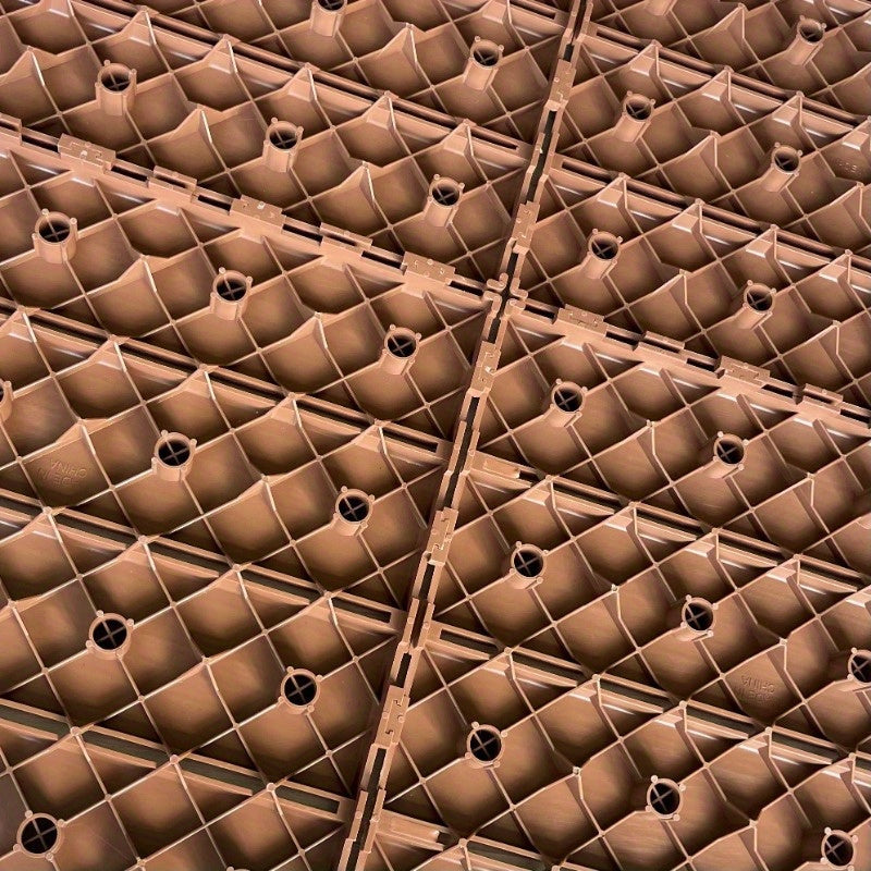 44 PCS Plastic Interlocking Deck Tiles-11.8"x11.8"Waterproof Outdoor Floor All elements Use,Patio Floor Decking Tiles for Porch Poolside Balcony Backyard,Stripe Texture,Brown