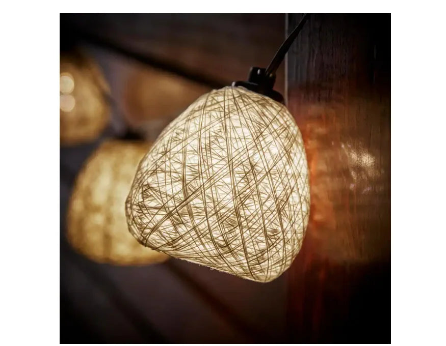 Plug-In Mini Bulb LED Natural Fiber String Light (10-Heads). Hampton Bay Outdoor/Indoor 11 ft