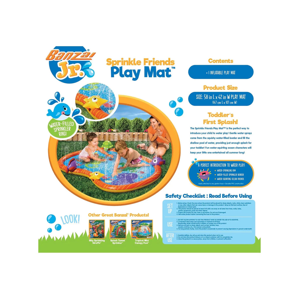 58 Inch Sprinkle Friends Outdoor liquid Play Mat. Banzai Jr