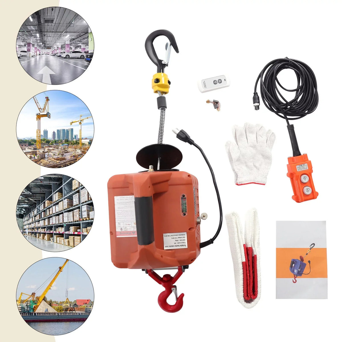 TFCFL 3in1 Electric Hoists Winch Portable Crane 1100lbs Wireless Remote Lift