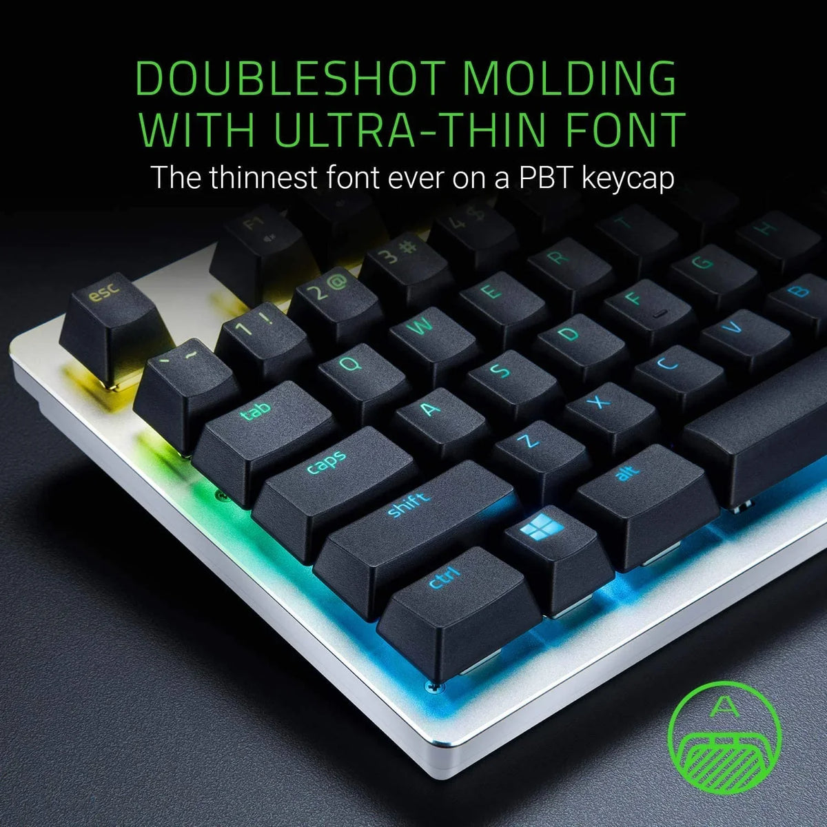 Doubleshot PBT Keycap Upgrade Set for Mechanical & Optical Keyboards: suitable with Standard 104/105 US and UK layouts - Classic Black