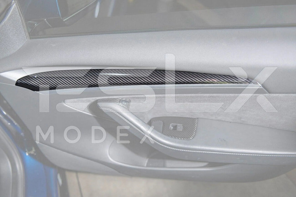 Replacement For 2020-2023 TESLA Model 3 & 2020-Up Model Y Factory Style CARBON FIBER Interior Front Door Trim Panel wrap Pair