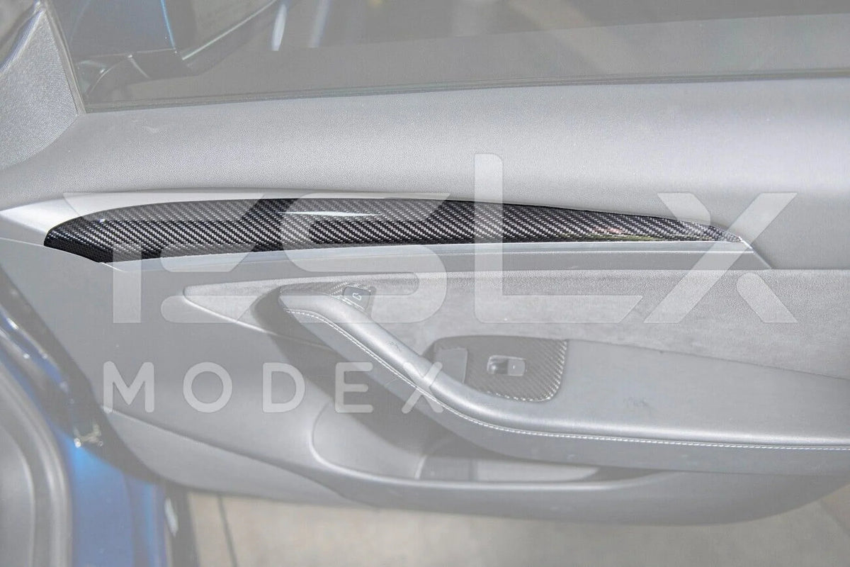 Replacement For 2020-2023 TESLA Model 3 & 2020-Up Model Y Factory Style CARBON FIBER Interior Front Door Trim Panel wrap Pair