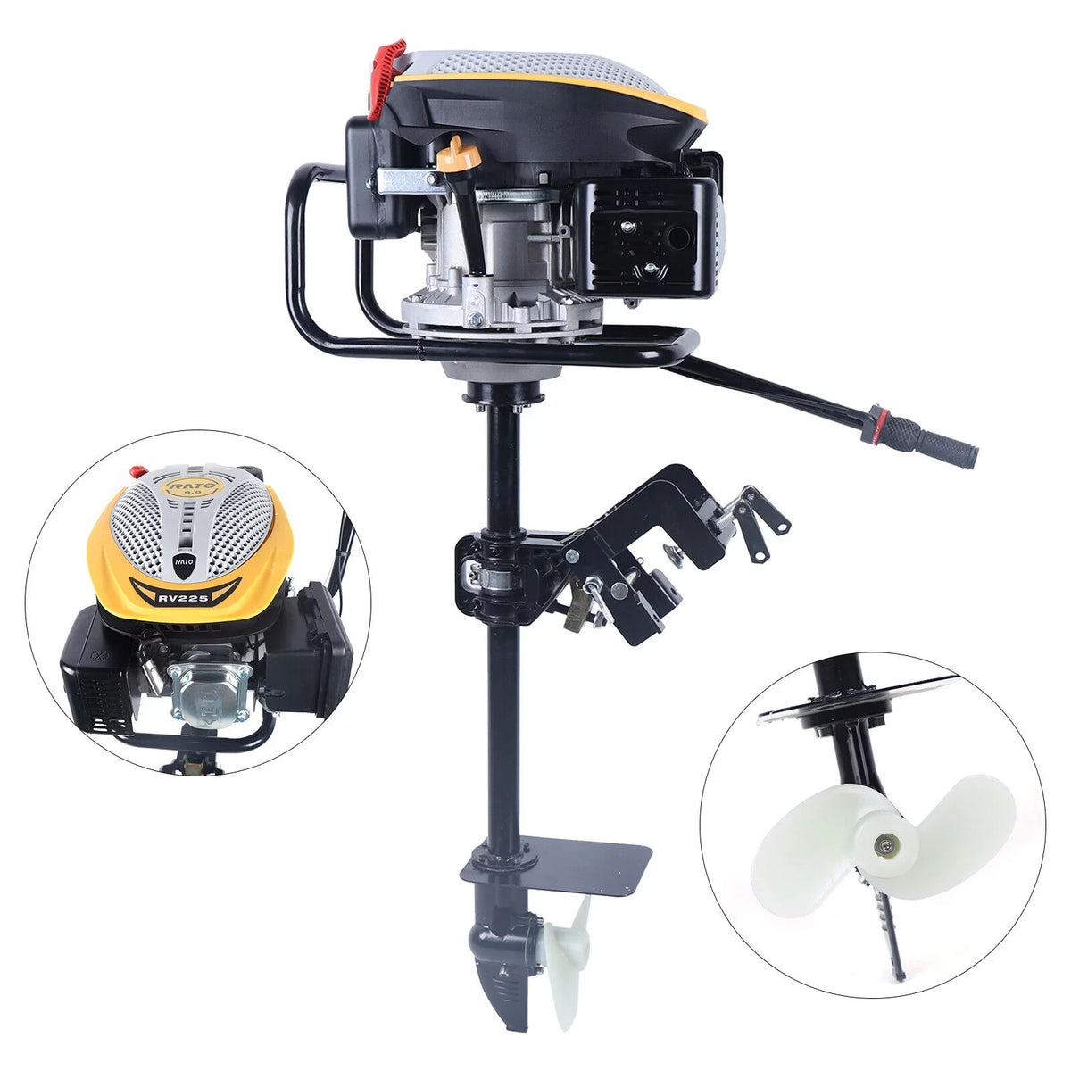 Miumaeov 4 Stroke 9  Outboard Motor 225 CC Fishing ship Engine Air Cooling Single Cylinder Heavy Duty craft Engine Marine Engine with TAS Ignition System 3600 r/min