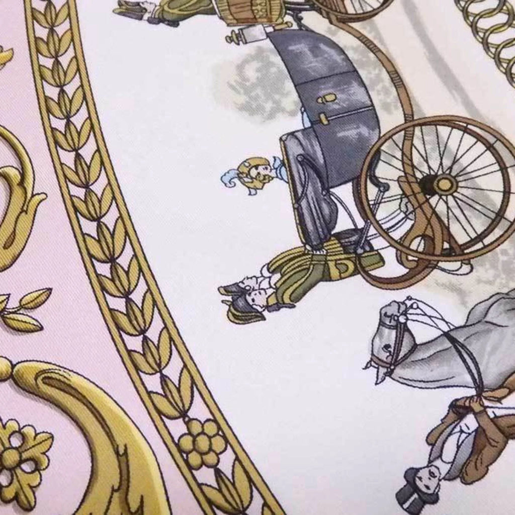 Pre-Owned Hermes HERMES Scarf Carre 90 La Promenade De Longchamps Silk Pink x Multicolor Ladies (Good)