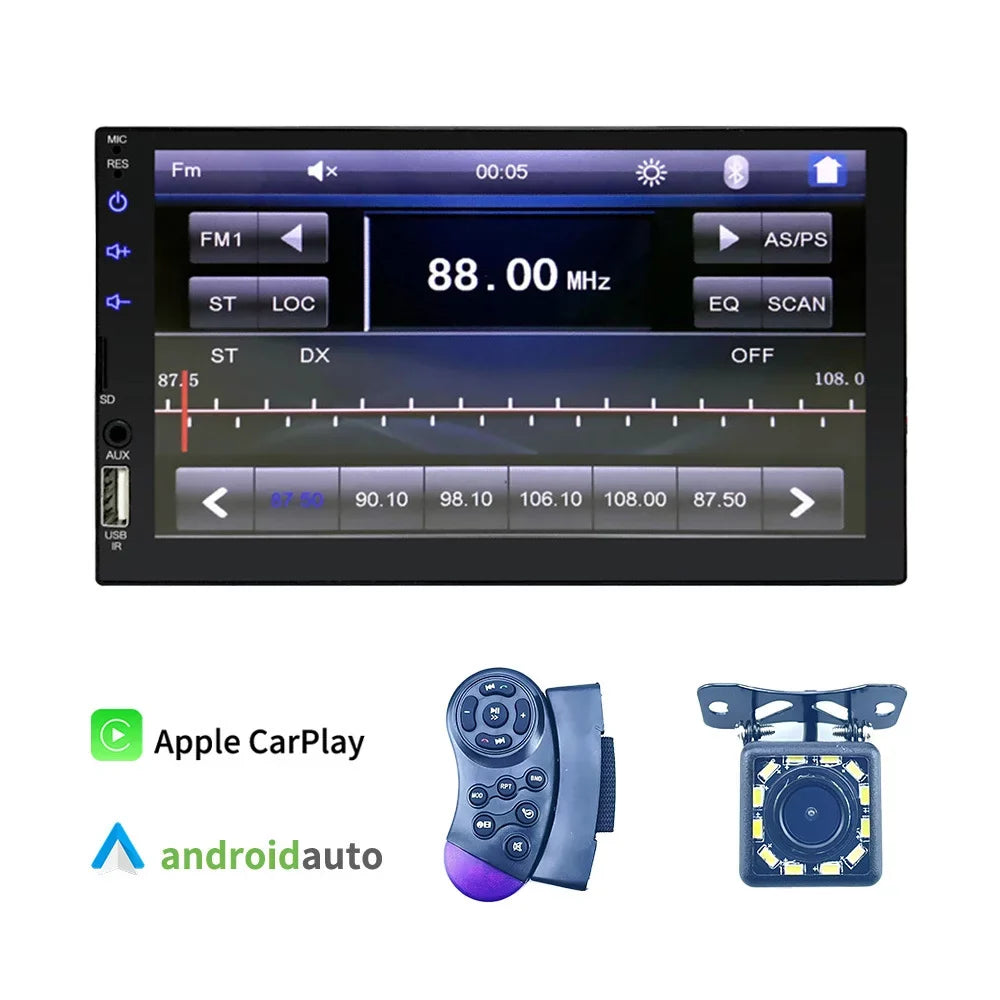 Virwir Car Multimedia Player Bluetooth 7 inch, HD Car Mp5 Player Touch Screen Autoradio with Backup Camera Rear