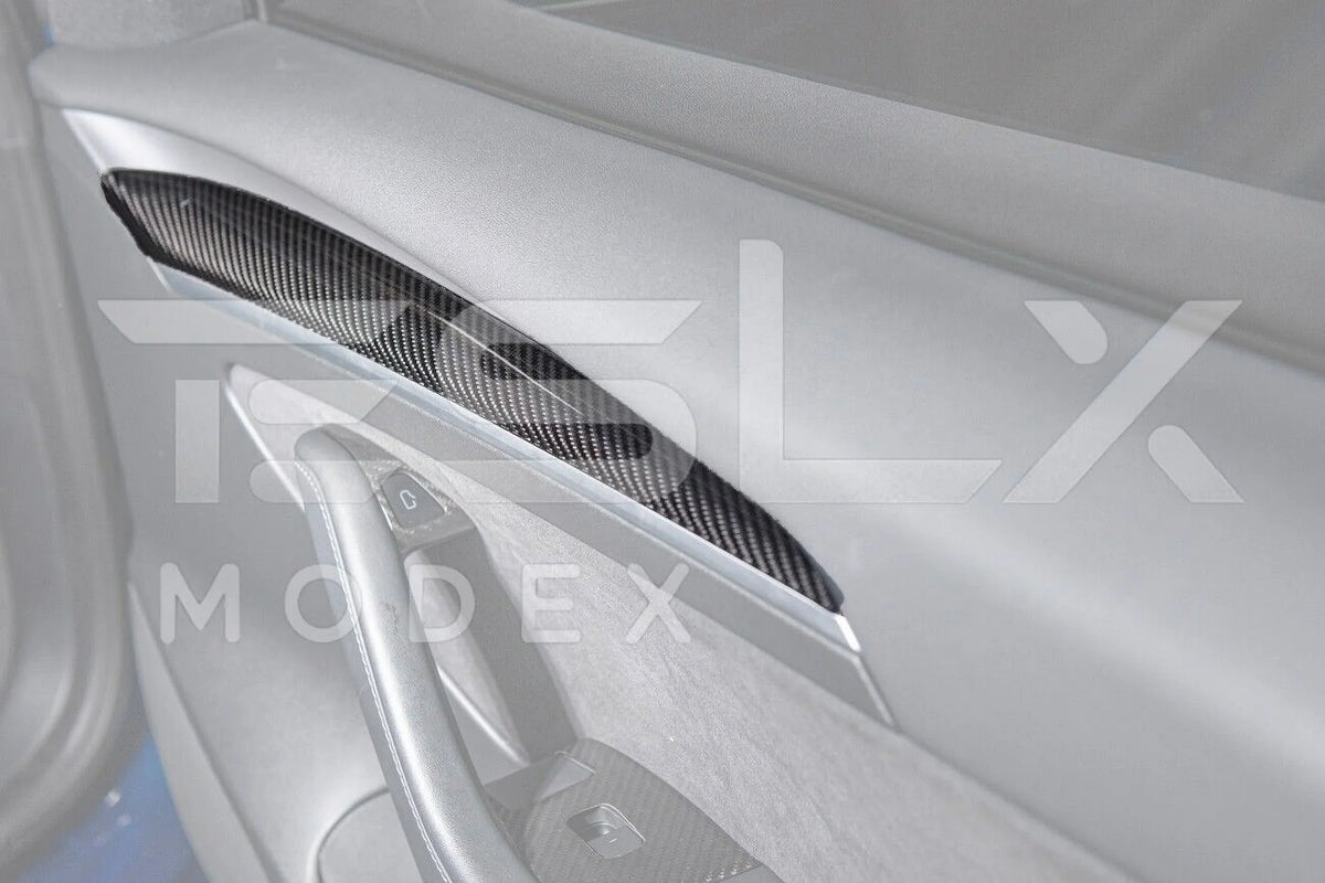 Replacement For 2020-2023 TESLA Model 3 & 2020-Up Model Y Factory Style CARBON FIBER Interior Front Door Trim Panel wrap Pair