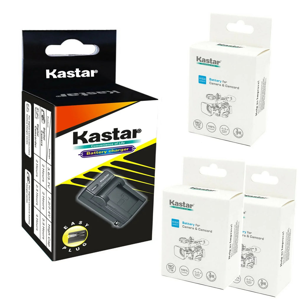 Kastar 3-Pack BP-727 BP727 Battery and AC Wall Charger matching with  VIXIA HF R500 HFR500, VIXIA HF R600 HFR600, VIXIA HF R700 HFR700, VIXIA HF R800 HFR800, LEGRIA HF M36 HFM36 Cameras