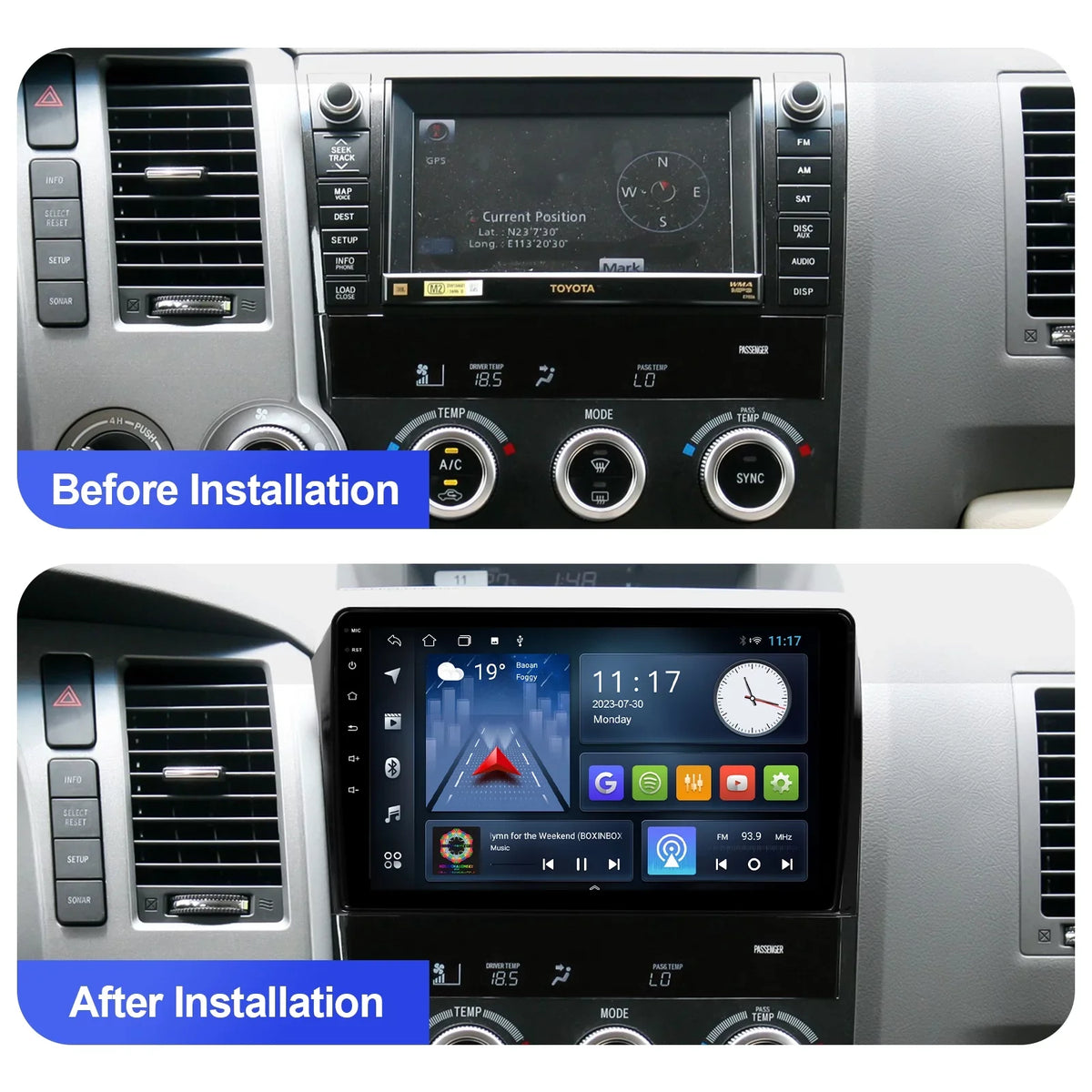 2+32G 10.1 inches Android 10 Double Din Car Stereo for  Tundra 2007-2013 & Sequoia 2008-2018 IPS Touchscreen Screen Car Radio with Carplay & Android Auto Support Backup Camera GPS Navi FM BT
