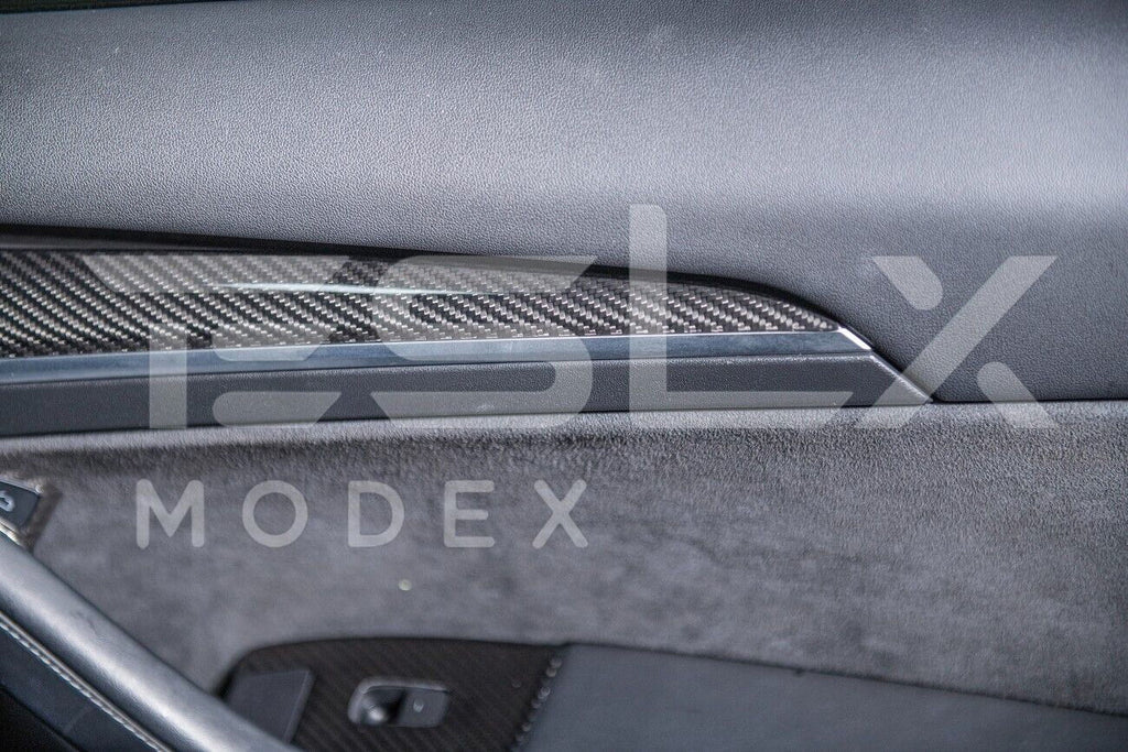Replacement For 2020-2023 TESLA Model 3 & 2020-Up Model Y Factory Style CARBON FIBER Interior Front Door Trim Panel wrap Pair