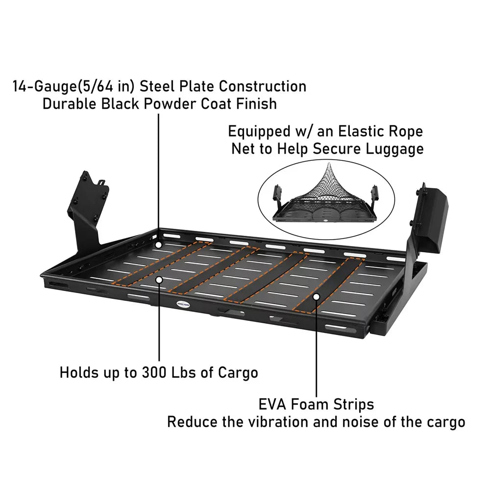 Hooke Road Rear Cargo Basket Rack Luggage Box Fit  Bronco 2021-2023 4-Door Black
