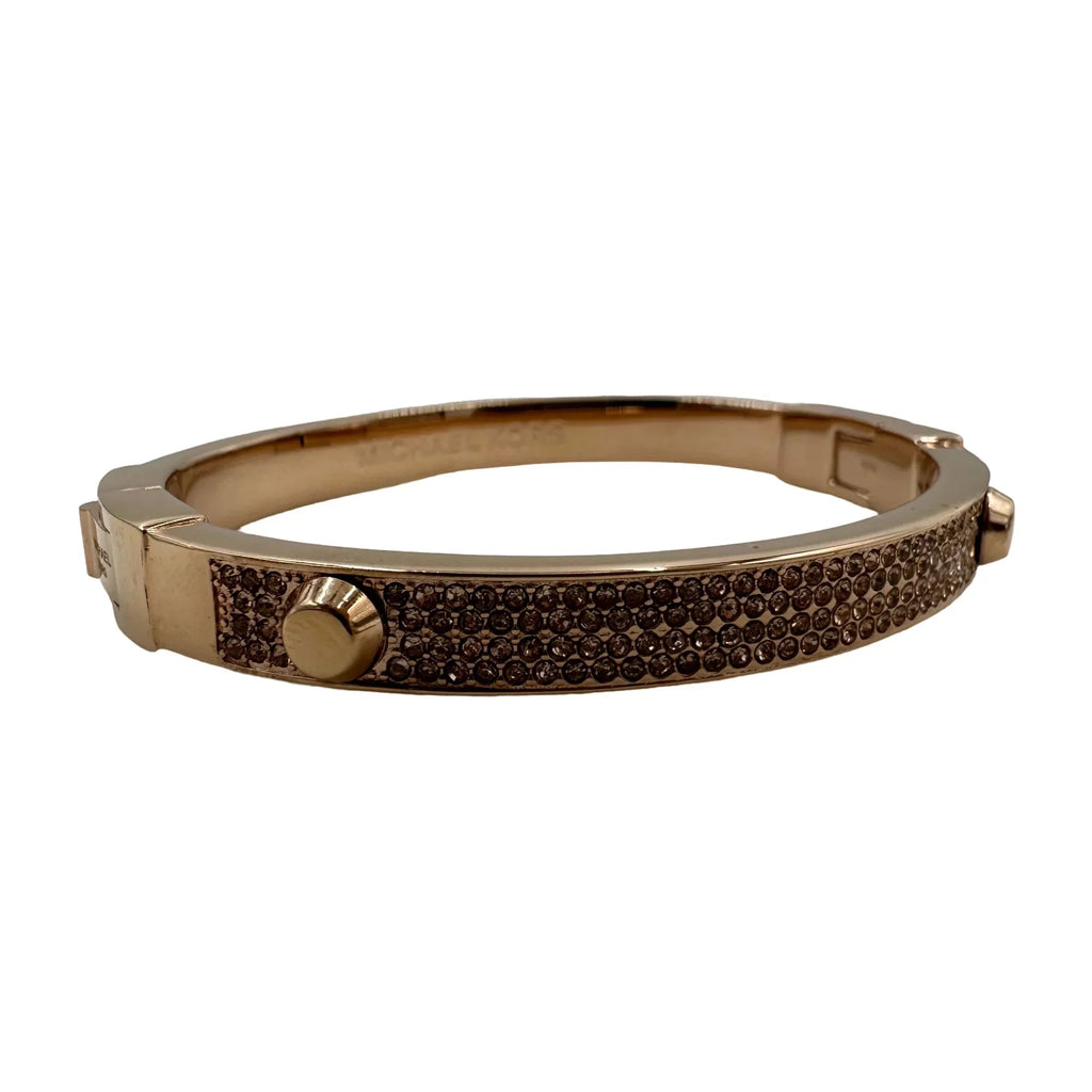 Michael Kors Gold-Tone Crystal Pave Astor Stud Bangle Bracelet -MKJX2747791
