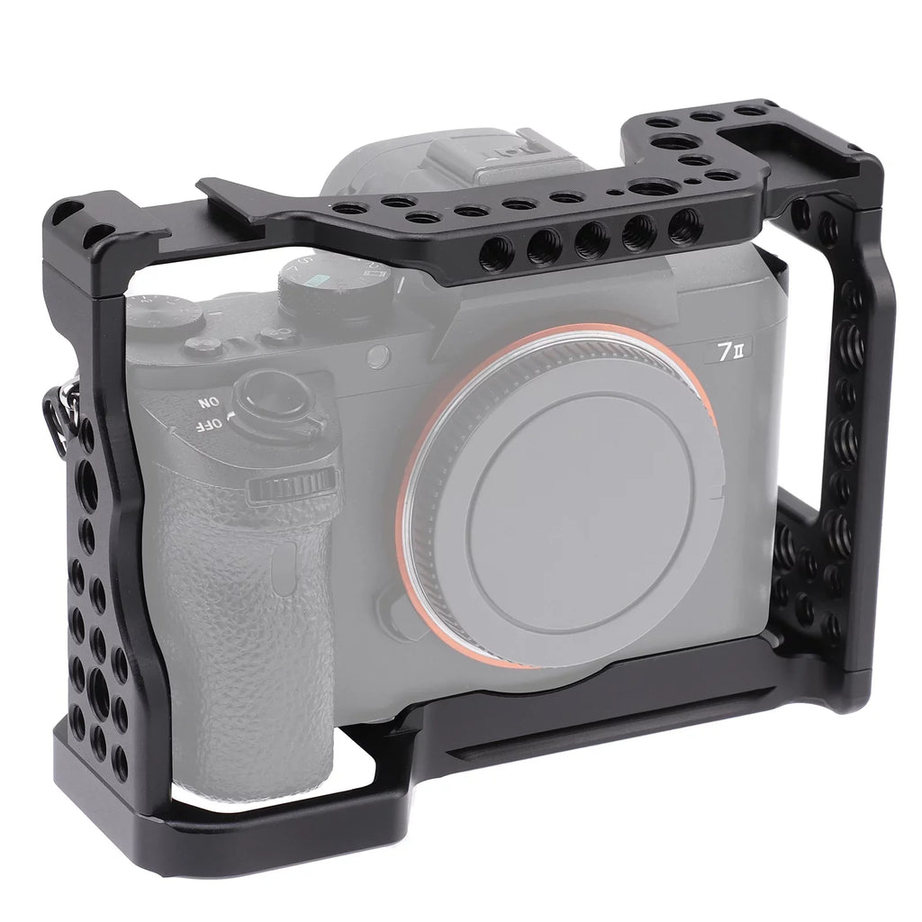 Htovila Camera Cage Aluminum Alloy Video Cage Replacement for  A7M3 A7R3 A9 Mirrorless Camera with Cold Shoe Mount 1/4 Inch & 3/8 Inch Screw Holes