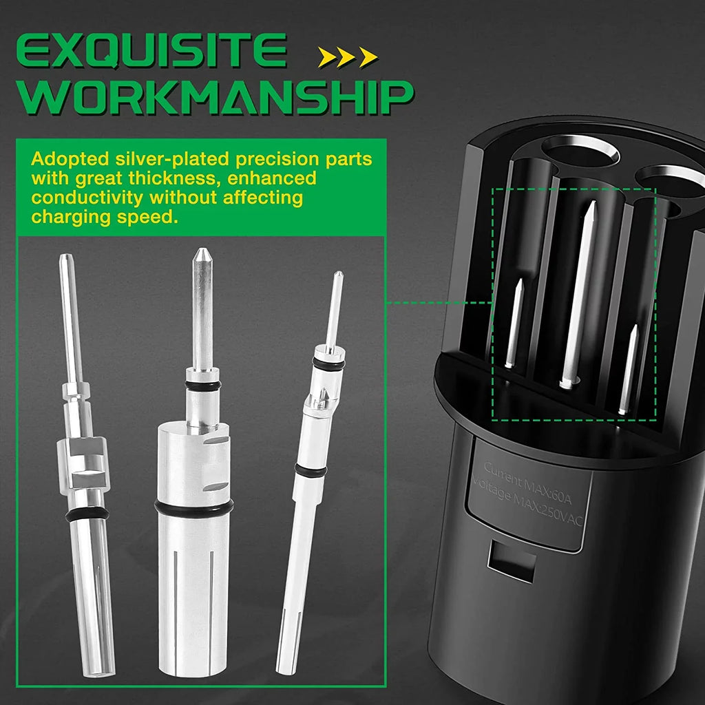 Campmoy Tesla to J1772 Adapter, 60A & 250V AC - matching with SAE J1772 Electric Vehicle (EV) Chargers (Black)