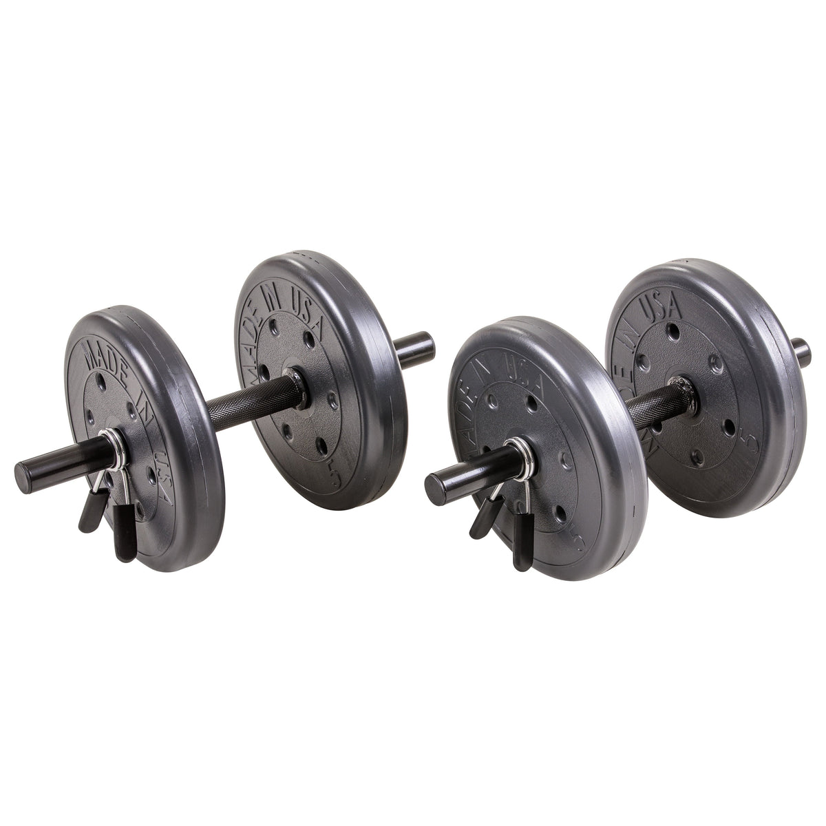 Weights, Two Dumbbell Bars & Full 6-foot Length Bar. and Four 5 lb. 105 lb Barbell and Dumbell  Weight Set Featuring Two 20 lb., Four 10 lb