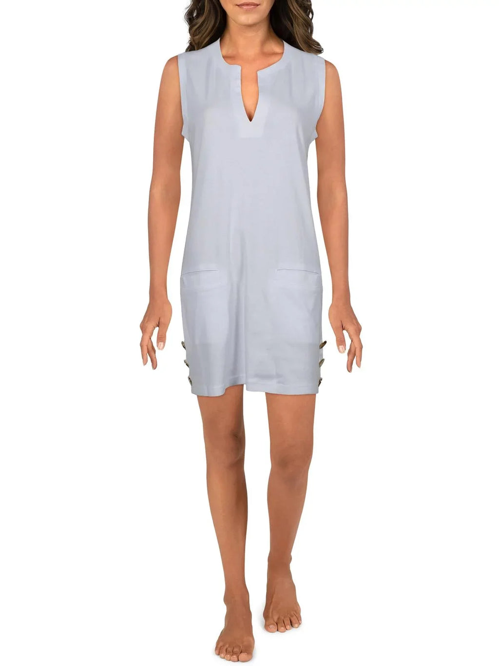 Lauren Ralph Lauren Womens Sleeveless Tunic Dress Swim wrap-Up White XS