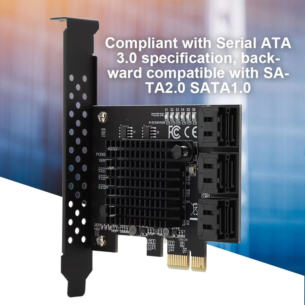 Jadeshay Card USB, 6-Port SATA 3.0 PCI Expansion Card Riser Card appropriate,3G 1.5G HDD