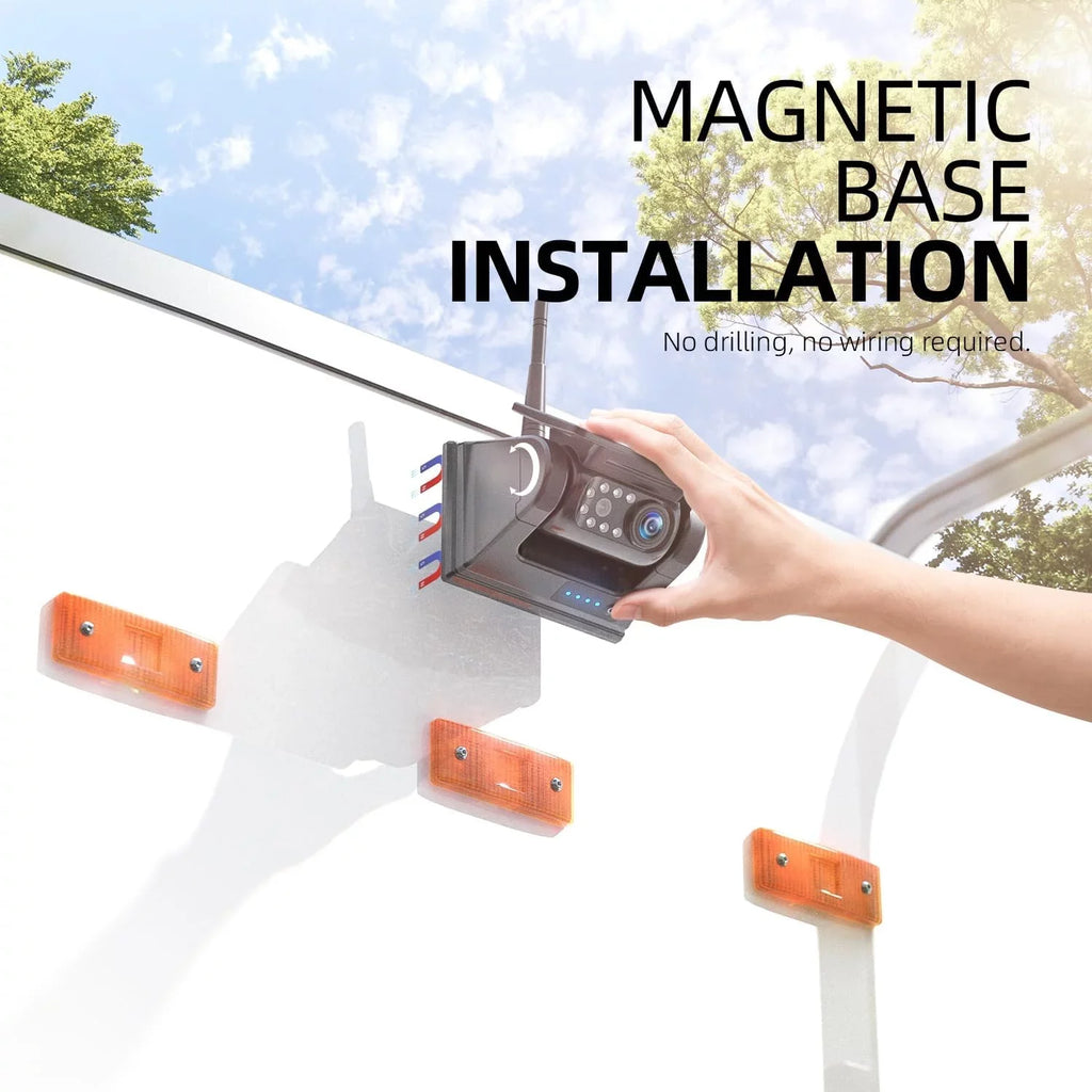 eRapta Magnetic Solar Wireless Backup Camera 5'' Monitor HD 1080P Waterproof No Drilling 1 Min DIY Installation X5