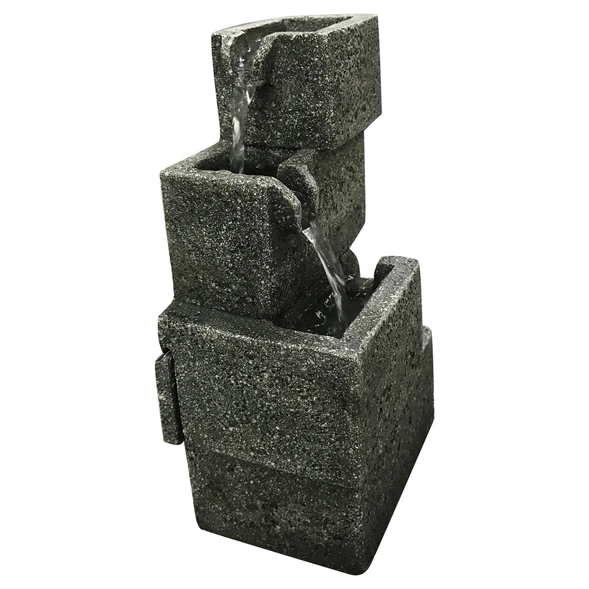 Concrete Crates Fountain With Warm White LED Lights