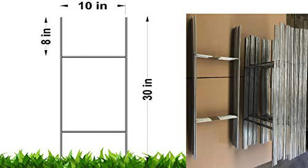 50 Heavy Duty Metal Stake 30 x10 inch Double H-Frame Wire Stakes - Yard Sign Stake - Use with 4mm or 5mm Corrugated Signs, Signs Stake 30'' Tall 10'' Wide, Pack of 50 Pcs (Pkg50StaKe30'')