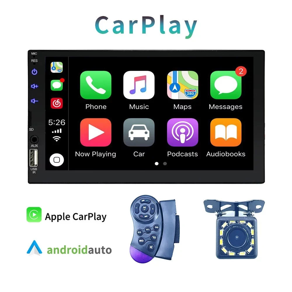 Virwir Car Multimedia Player Bluetooth 7 inch, HD Car Mp5 Player Touch Screen Autoradio with Backup Camera Rear