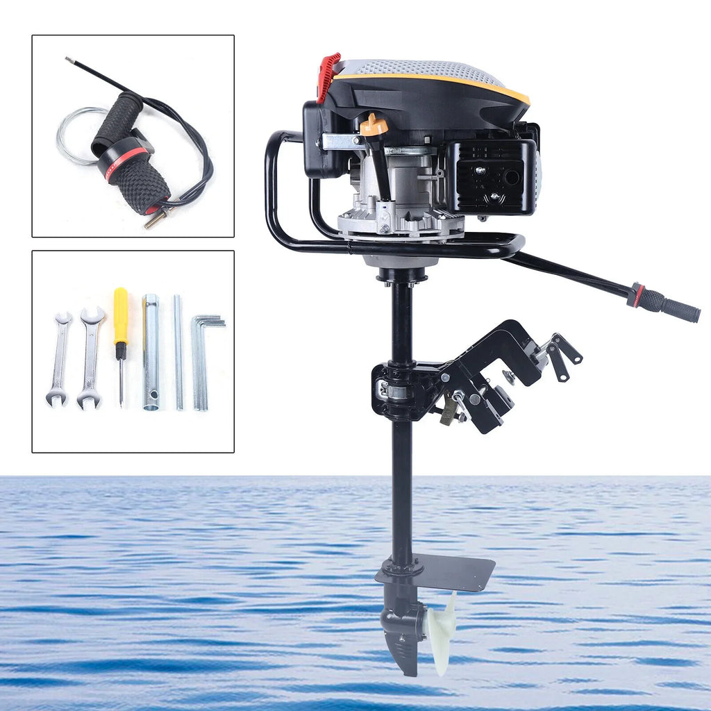 Miumaeov 4 Stroke 9  Outboard Motor 225 CC Fishing ship Engine Air Cooling Single Cylinder Heavy Duty craft Engine Marine Engine with TAS Ignition System 3600 r/min