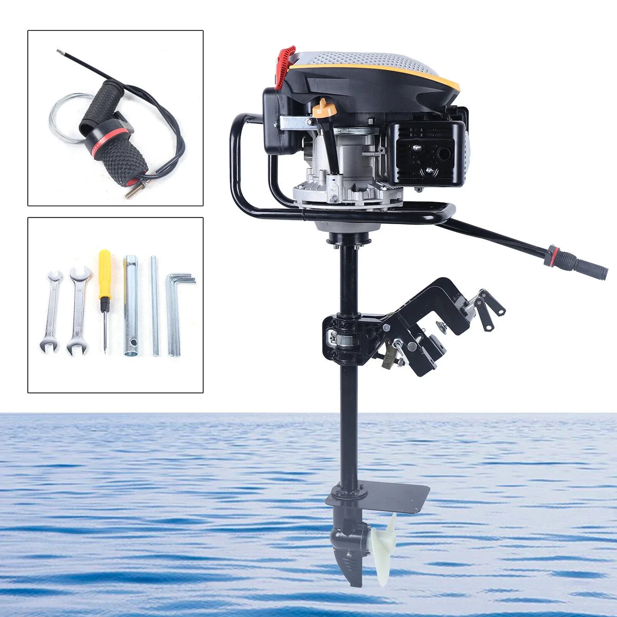 Miumaeov 4 Stroke 9  Outboard Motor 225 CC Fishing ship Engine Air Cooling Single Cylinder Heavy Duty craft Engine Marine Engine with TAS Ignition System 3600 r/min
