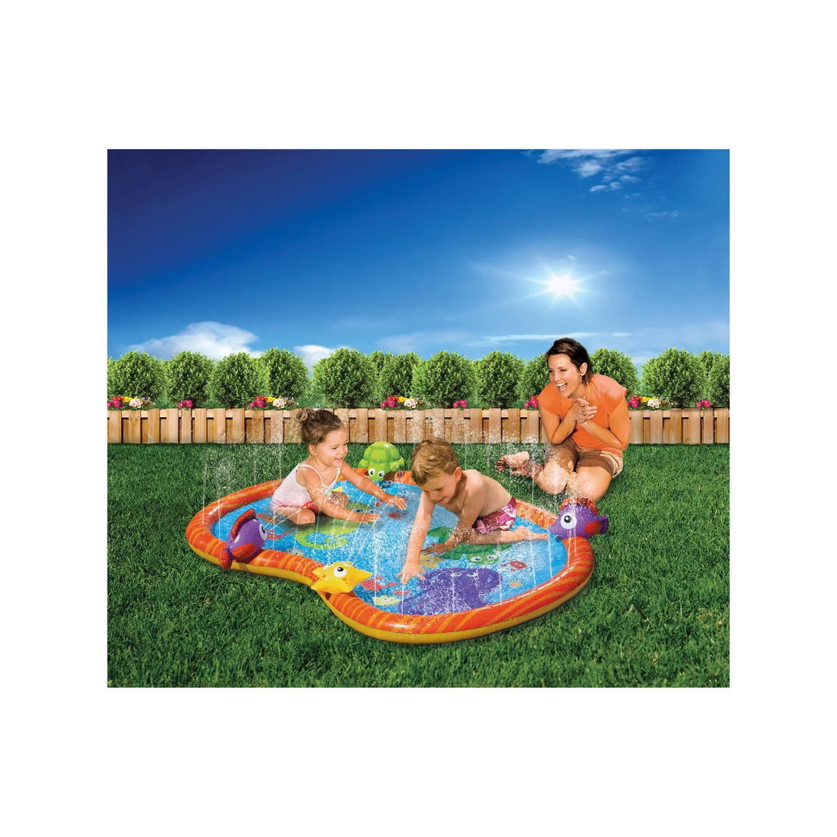 58 Inch Sprinkle Friends Outdoor liquid Play Mat. Banzai Jr
