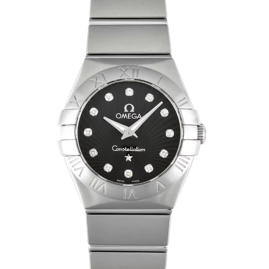 Pre-Owned Omega OMEGA Constellation 12P Diamond Index SS Women's Quartz Watch Black Dial 123.10.24.60.51.001 (Good)