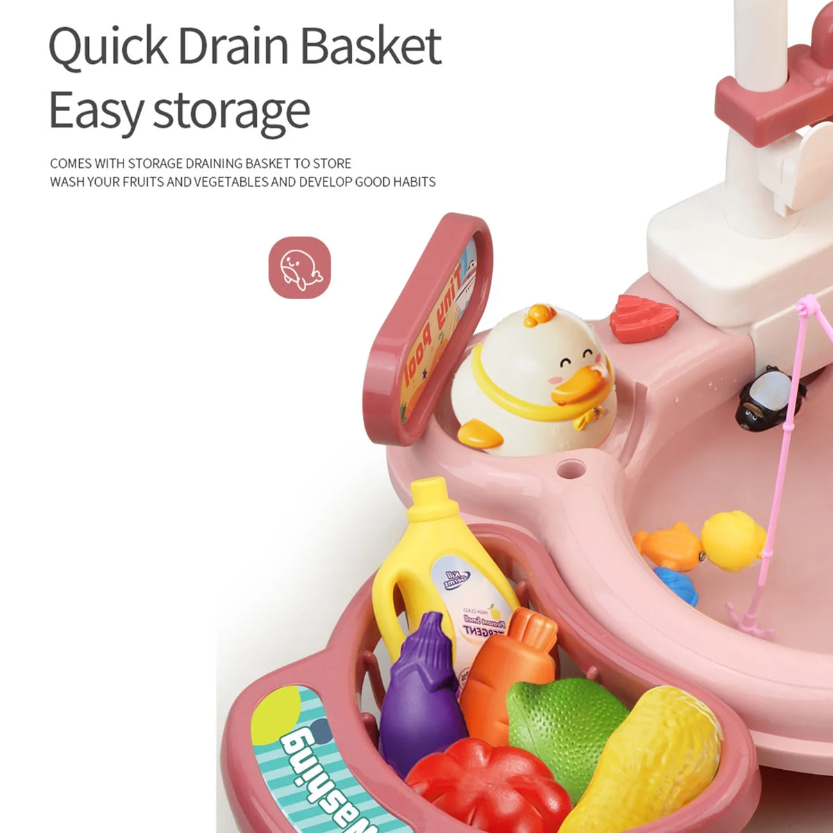 Nebublu Furnishing articles,Kitchen liquid A liquid Kitchen Dishwasher Pretend Role Play Slide 22pcs Kitchen 180rotatable With A 2-in-1 Kitchen aqua Slide Toddler Toy Sink With liquid Pretend Owsoo
