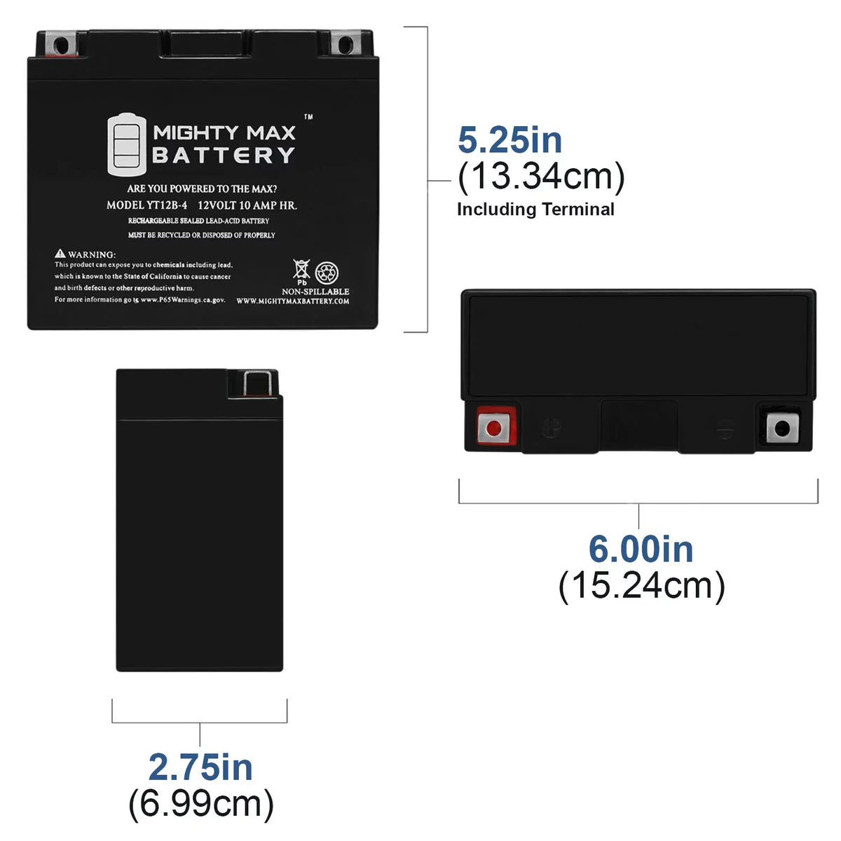 YT12B-4 12V 10Ah Replacement Battery appropriate with Adventure Power UT12B-4 - 8 Pack