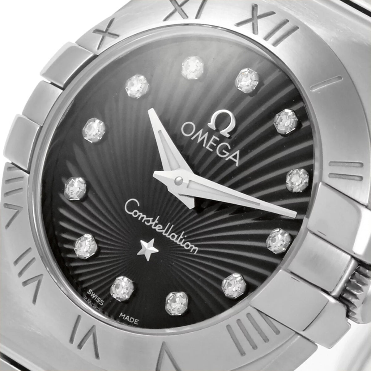 Pre-Owned Omega OMEGA Constellation 12P Diamond Index SS Women's Quartz Watch Black Dial 123.10.24.60.51.001 (Good)
