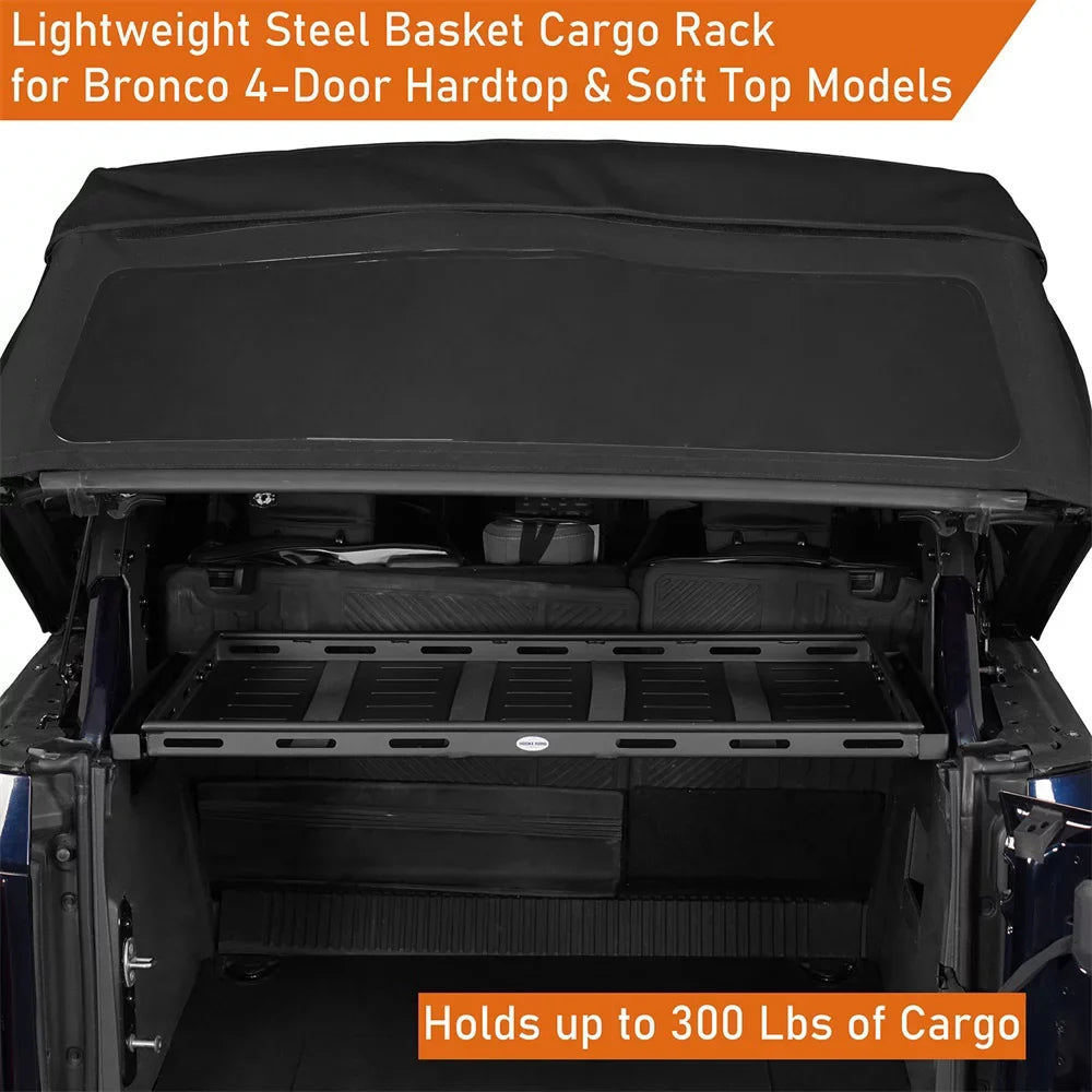 Hooke Road Rear Cargo Basket Rack Luggage Box Fit  Bronco 2021-2023 4-Door Black
